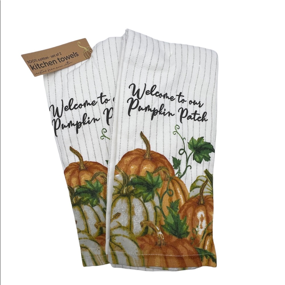 From The Hearth Pumpkin Patch Cotton Kitchen Towels Set of 4